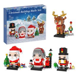 Diecast Model BuildMoc Santa Reindeer Snowman Brickheadz Building Blocks Set Christmas Decorations Brick Game Toy Children Birthday Xmas Gifts 231110
