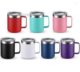 Mugs 20pcs 12oz Tumbler Stainless Steel Coffee Mug Cup With Handle Double Wall Vacuum Insulated Travel Cups Lids