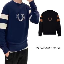 Men's Hoodies Sweatshirts Autumn and Winter Wheat Embroidery Round Neck Pullover Panel British Casual Long Sleeve T-shirt Sweater Men's Clothing 231113