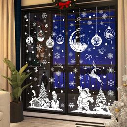 Wall Stickers 260pcs Christmas Window Cling Sticker White Snowflake Reindeer Glass Decal for Home Decoration Supply 231110