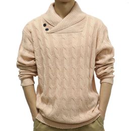 Men's Sweaters 2023 Mens Knit Sweater Long Sleeve Button Lapel Solid Color Knitted Jumper Fashion Slim Twists Male Pullover Tops