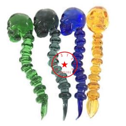 New Smoking Colorful Skeleton Skull Style Thick Glass Waterpipe Nails Straw Herb Tobacco Oil Rigs Dabber Spoon Quartz Bowl Bubbler Bongs Tips Holder DHL