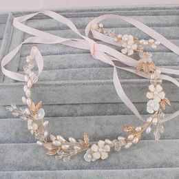 Hair Clips SLBRIDAL Handmade Crystals Freshwater Pearls Flower Leaf Wedding Headband Vine Bridal Accessories Women Jewellery