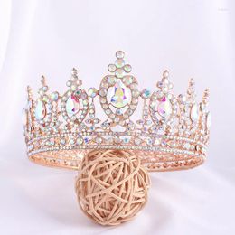 Hair Clips Baroque Women's Round Rhinestone Heart-shaped Crown Bridal Party Tiara