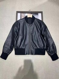 Women's Jackets Vintage Pilot Sheepskin Leather Jacket Standing Collar Coat Loose Zipper Women Streetwear High Quality