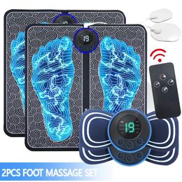 Foot Massager 2 Sets Electric EMS Mini Neck Pad With Remote Back For Health Care 231113