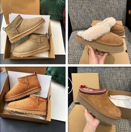 Designer Snow Ug Boots Australian Women Boot Tasman Bailey Dune Buckle Fur Half Knee Short Lady Sheepskin Slippers and Wool shoes Cotton boots winter