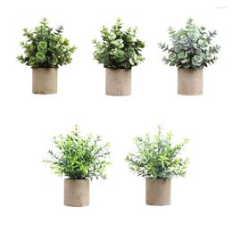 Decorative Flowers Faux Potting Nordic Realistic Potted Plants Plastic Small Bonsai Desk Home Tabletop Shelf Indoor Decoration Type 1