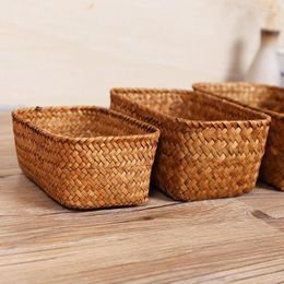 Dinnerware Sets Household Storage Holders Weave Sundries Basket Desktop Woven Home Decor Tabletop Tray Container Other Baskets