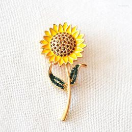 Brooches HIGH QUALITY Wholesale 6 Pcs/ Lot Costume Jewellery Metal Enamel Rhinestone Sunflower Brooch