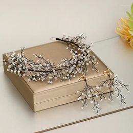 Hair Clips Fashion Black Tiara Headbands Crystal Hairband With Earrings Leaves Wedding Accessories Handmade Women Jewelry
