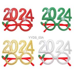 Christmas Decorations 2024 New Year Glasses Frame Photobooth Props Merry Christmas Ornaments Xmas Navidad Gifts New Year Eve Party Favors Decorations YQ231113