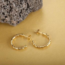 Stud Earrings Gold Color C Shape Twisted Hoop For Women Girl Minimalist Fashion Jewelry Gift Party