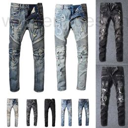 Men's Jeans Designer luxury Mens Distressed Ripped Biker Slim Fit Motorcycle Bikers Denim For Men s Fashion Mans Black Pants pour hommes 3WQA