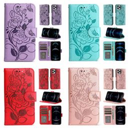 Impresión de cajas de billetera de cuero de flores de rosa para Samsung A54 A34 A24 5G Galaxy A14 A04E Frame foto Fashion Fashion Floral Credit Red Lot Pouch Pouch Polso soporte de soporte