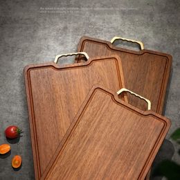 1pc Premium Sandalwood Cutting Board - Anti-Mildew, Solid Wood, Black Gold Finish - Perfect for Kitchen and Home Use