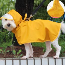 Dog Apparel Hooded Waterproof PU Raincoat For Small Medium Big Dogs Outdoor Soft Pet Cat Rainwear Cute Yellow Puppy Rain Coat Pug Teddy