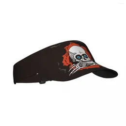 Berets Sports Sun Cap Adjustable Visor UV Protection Top Empty Tennis Golf Running Sunscreen Hat Creepy Skull