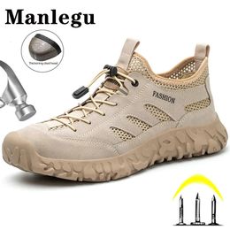 Safety Shoes Work Sneakers Men Summer Safety Shoes Steel Toe Protective Shoes Breathable Men Work Shoes Boots Lightweight Safety Footwear 231113