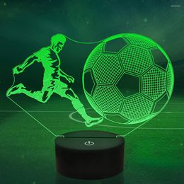 Night Lights Football Gifts For Kids Boys 3D Illusion Lamp Player Light With Remote 16 Colour Changing Desk Bedroom Decor