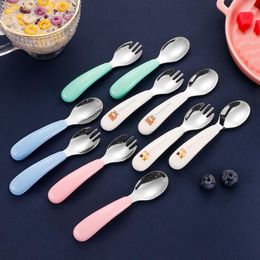 Dinnerware Sets Children's Tableware Portable Set 304 Stainless Steel Spoon Fork Infant Feeding Cutlery Baby Cartoon