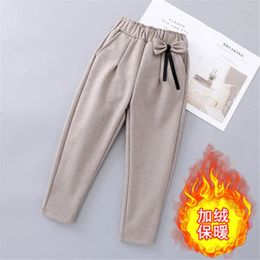 Trousers Pants For Girls 2023Autumn Winter Casual Woollen Children's High Waist Kids Suit