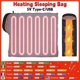 Sleeping Bags Type-C USB Emergency Sleeping Bag 3-Level Temperature 5V Heating Cushion Winter Warm Portable for Travel Hiking for Backpacking 231113