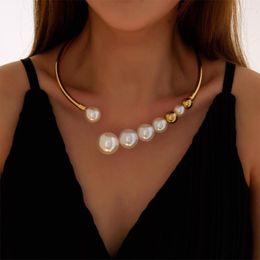 Chains Fashion Elegant Pearl Torques Simulated Choker Necklace Clavicle Link Chain Neck Jewelry