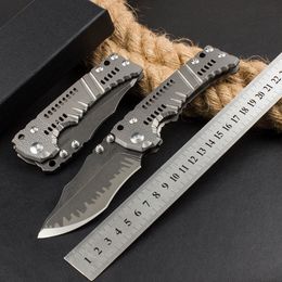 1Pcs New MBB T-1 Strong Tactical Folding Knife Z-wear Black Titanium Coating Stone Wash Blade CNC TC4 Titanium Alloy Handle Pocket Folder Knives with Retail Box