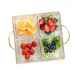 Plates Glass Serving Tray Appetiser Fruit Platter With 4 Glasses Buffet Server Set For Dessert