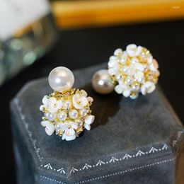 Stud Earrings Light Luxury Women's Flower Pearl 2023 Fashion CelebritTemperament Female Jewellery