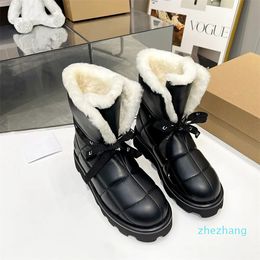 2024-designer boots winter fur womens snow boots Sheepskin lamb wool anti-slip Warm bread shoes round toe