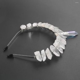 Hair Clips Natural Crystal Crown Hairband Moon Handmade Party Headwear Wedding Bridal Head Wear Festival Witch Hoop Jewelry