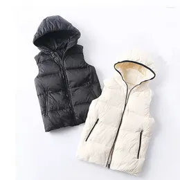 Women's Vests 2023 Autumn And Winter White Duck Down Vest With Cap Hooded