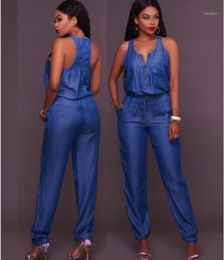 Women's Jumpsuits & Rompers Solid Office Lady Womens Jumpsuit Fashion Denim Oversized Playsuit Women Sleeveless Clothes 20231