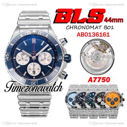 BLSF 44mm Chronomat B01 AB0136161 Automatic A7750 Mens Watch Chronograph Blue Stick Markers Dial Stainless Steel Bracelet Watches Timezonewatch TWBR C150A