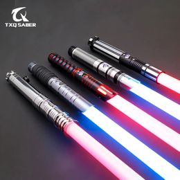 Other Toys TXQSABER Lightsaber Neo Pixel RGB Smooth Swing Metal Hilt for Heavy Dueling 12 Color Force FOC Blaster Laser Sword Jedi 231113