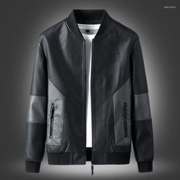 Men's Jackets Men Jacket Outwear Patchwork For Spring Autumn PU Polyester Black Moto Bike Fashion Casual Zipper Breasted 001YHB1805