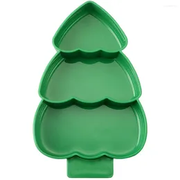 Mugs Christmas Tree Plate Reusable Plastic Snack Home Supply Desktop Tray
