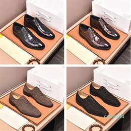 top quality Casual Shoes Men's shoes spring and summer news leather business lace black British plaid embossed men trendy boutique leathers shoe size 38-45