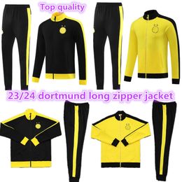 Man 23 24 Borussia Adult Tracksuit Jacket Soccer Sets Long Zipper Dortmund Training Suit Football Set Survetement 2023 2024 Men Tracksuits 20 20 s