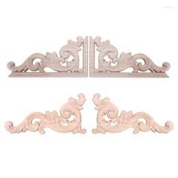 Decorative Figurines 2 Pair Left Right Vintage Wooden Carved Corner Onlay Furniture Wall Decor Unpainted Frame Applique