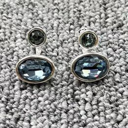 Stud Earrings Spain Original Fashion Plated 925 Silver Colour Round And Oval Blue Crystal Festival Jewellery Gift Fit Unode50