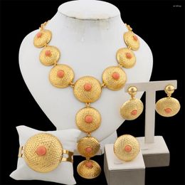 Necklace Earrings Set Luxury Long Party Jewellery Round Beads Design And With Bangle Ring Weddings Banquet Jewellery Gift