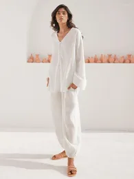 Women's Sleepwear Marthaqiqi Winter 2023 Ladies Pyjama Suit Sexy V-Neck Long Sleeve Nightwear Pants Cotton Causal Home Clothes Women