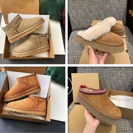 Designer Snow Ug Boots Australian Women Boot Tasman Bailey Dune Chesut Winter Buckle Fur Half Knee Short Lady SheepskinCotton boots winter shoes