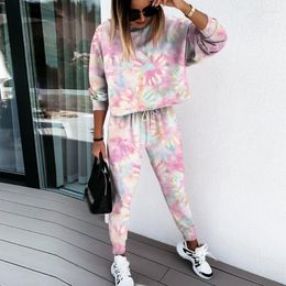 Women's Two Piece Pants Fashion Long Sleeve O-Neck Hoodies And Drawstring Suit Casual Women Autumn Sportswear 2023 Ladies Loose 2 Sets