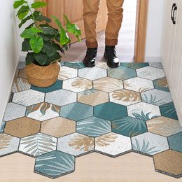 Carpet Doormat Silk Loop Hallway Entrance Mat Hexagon Free Cut Foot Door Stain Resistant Remove Mud Home Indoor s 230413