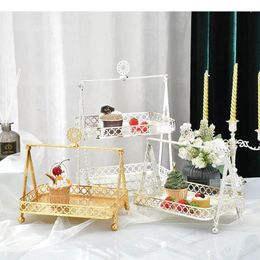 Bakeware Tools Metal Cake Rack 1/2 Layer Dessert Snack Tray Fruit Sundries Storage Bread Plate Dim Sum Dish Housewear