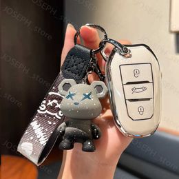Key Rings Car Remote Key Case Cover Shell Fob For Peugeot 208 3008 308 508 408 2008 307 4008 5008 For Citroen C4 C3 C6 CACTUS C8 Keychain J230413
